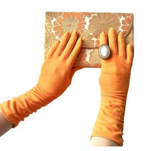Max Meyer Orange Opera Gloves Vintage Accessory